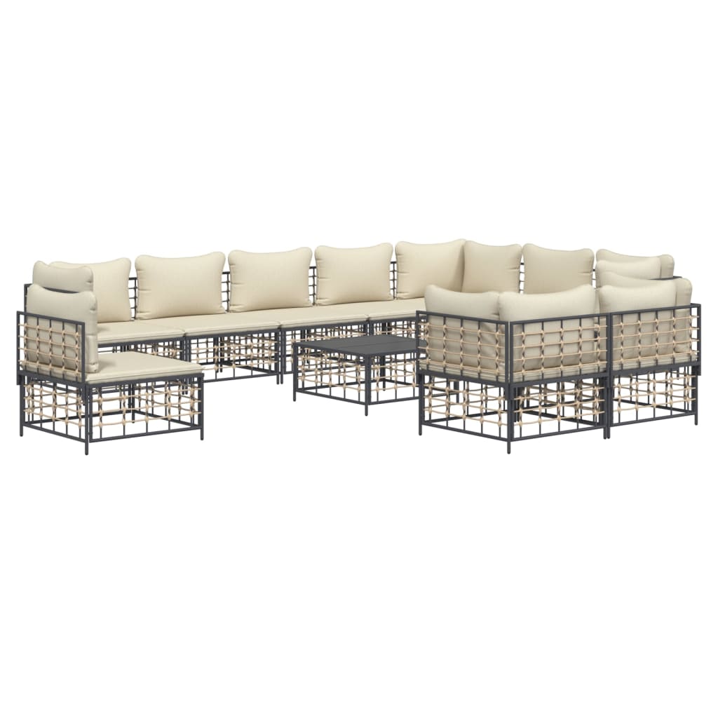 vidaXL Set mobilier de grădină cu perne, 11 piese, antracit, poliratan vidaXL Set mobilier de grădină cu perne, 11 piese, antracit, poliratan
