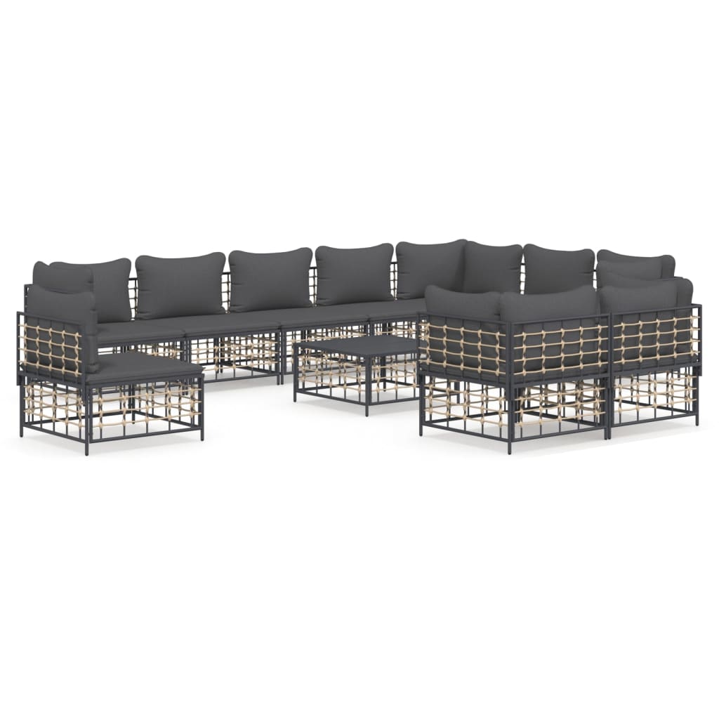 vidaXL Set mobilier de grădină cu perne, 11 piese, antracit, poliratan vidaXL Set mobilier de grădină cu perne, 11 piese, antracit, poliratan