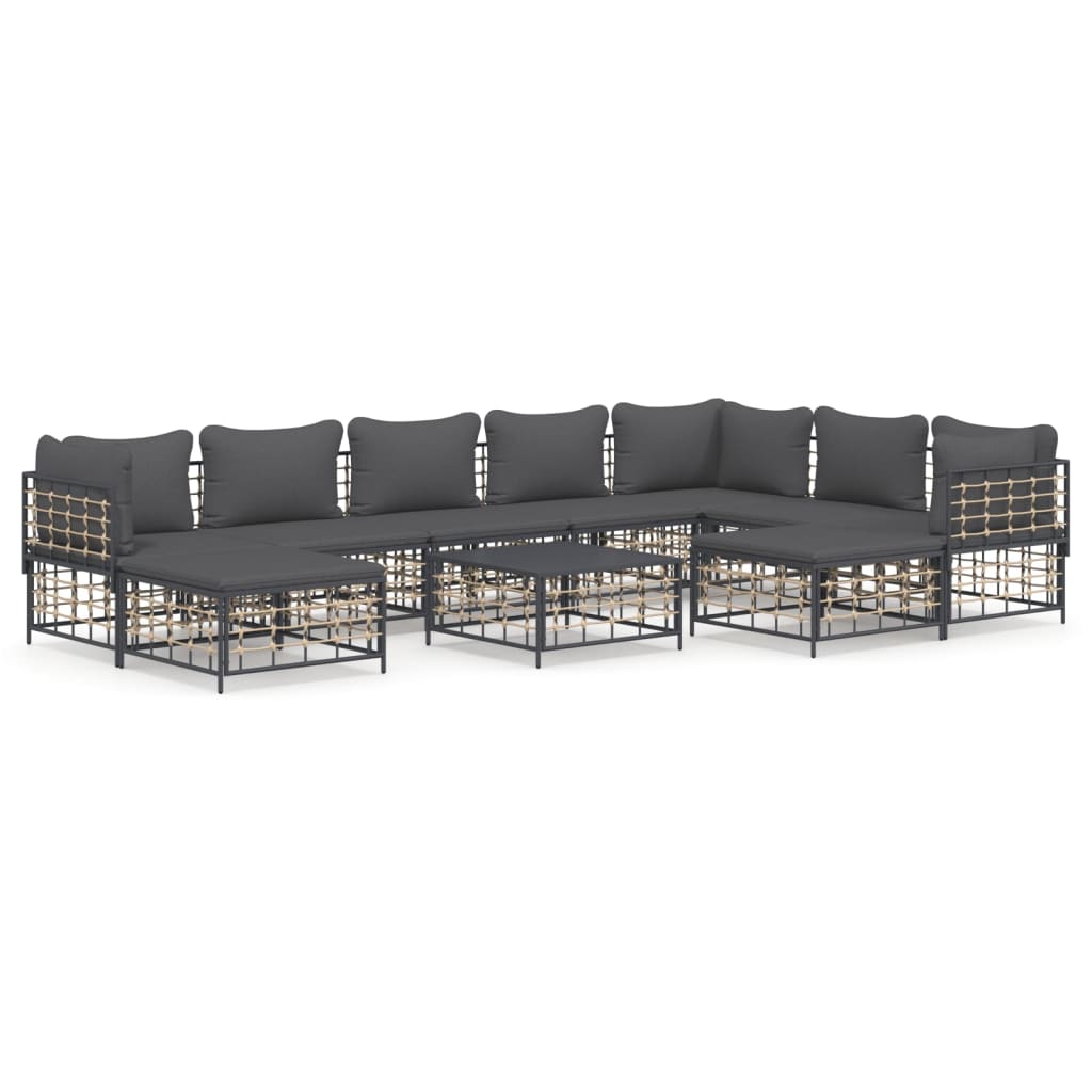 vidaXL Set mobilier de grădină cu perne, 10 piese, antracit, poliratan vidaXL Set mobilier de grădină cu perne, 10 piese, antracit, poliratan