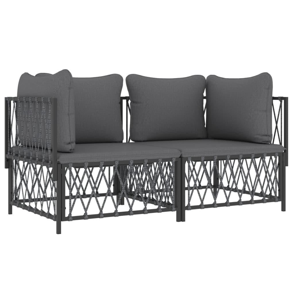 vidaXL Set mobilier de grădină, antracit, 2 piese, oțel vidaXL Set mobilier de grădină, antracit, 2 piese, oțel
