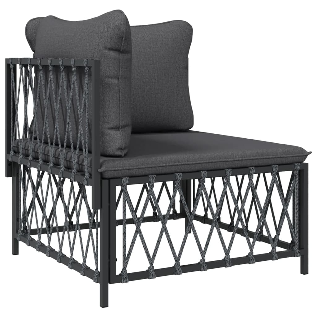 vidaXL Set mobilier de grădină, cu perne, antracit, 3 piese, oțel