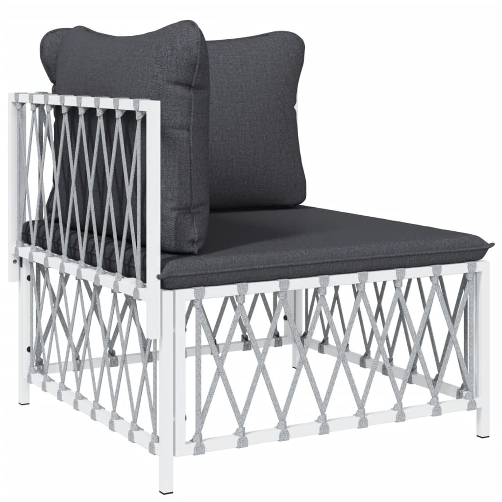 vidaXL Set mobilier de grădină, 5 piese, cu perne, alb, oțel vidaXL Set mobilier de grădină, 5 piese, cu perne, alb, oțel