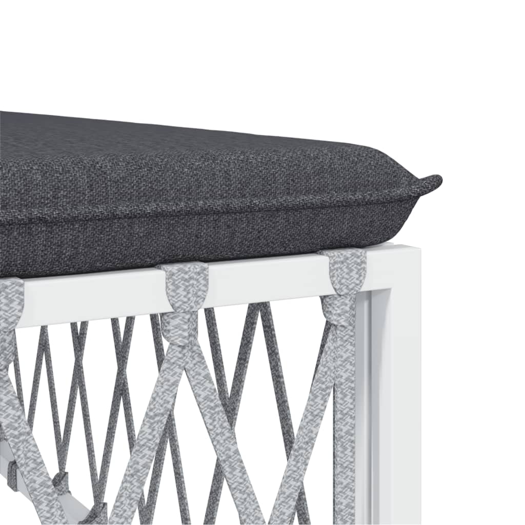 vidaXL Set mobilier de grădină, 5 piese, cu perne, alb, oțel vidaXL Set mobilier de grădină, 5 piese, cu perne, alb, oțel