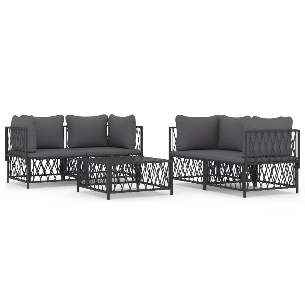 vidaXL Set mobilier de grădină, 5 piese, cu perne, antracit, oțel vidaXL Set mobilier de grădină, 5 piese, cu perne, antracit, oțel