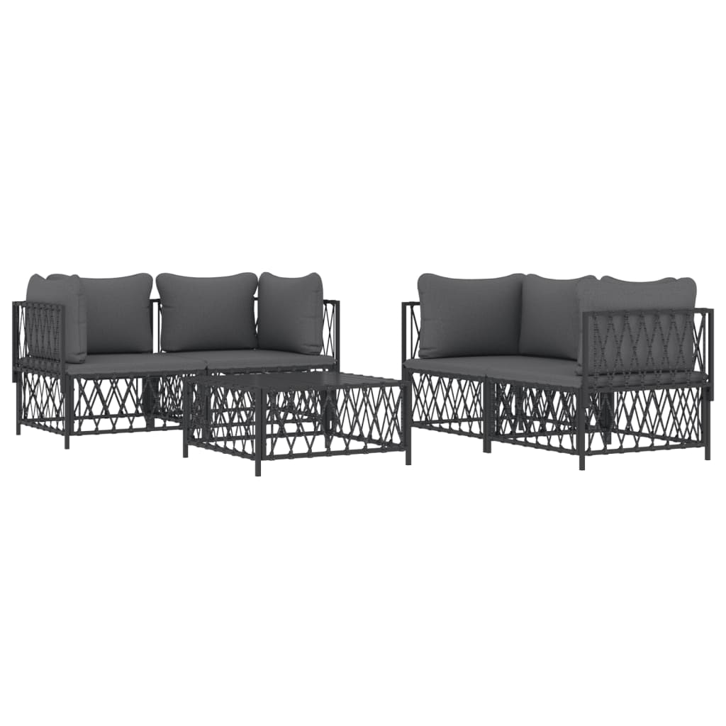 vidaXL Set mobilier de grădină, 5 piese, cu perne, antracit, oțel vidaXL Set mobilier de grădină, 5 piese, cu perne, antracit, oțel