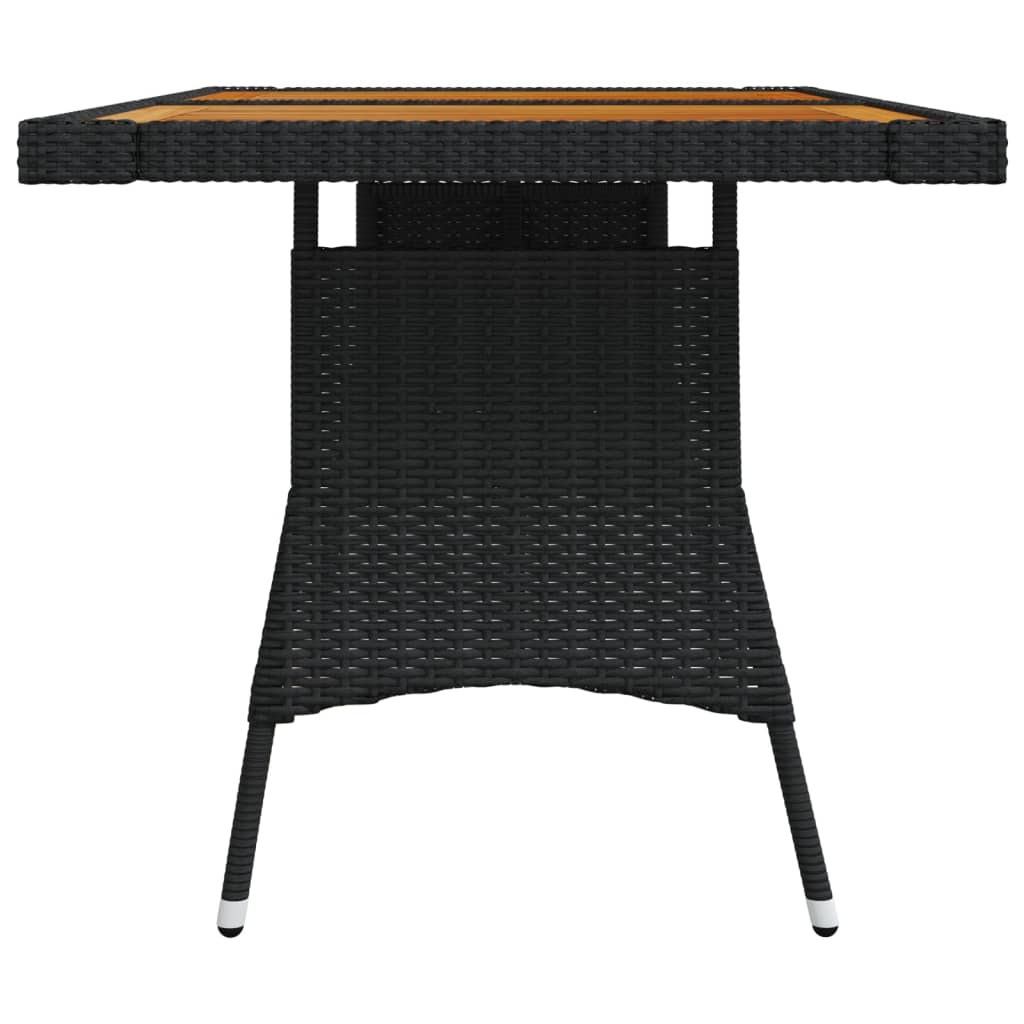 vidaXL Masă grădină, negru, 130x70x72 cm, poliratan/lemn masiv acacia