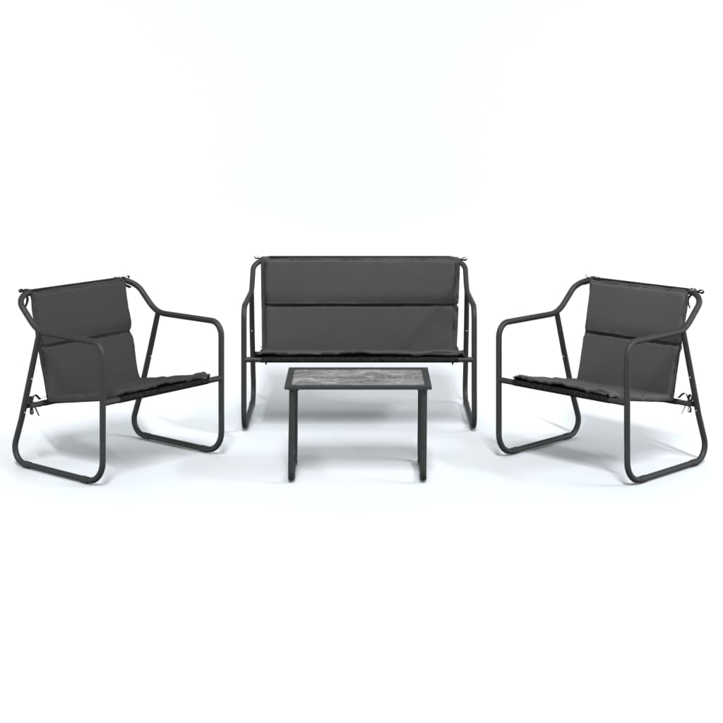 vidaXL Set mobilier de grădină, cu perne, antracit, 4 piese, oțel