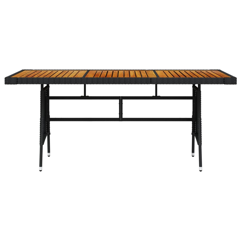 vidaXL Masă de grădină negru 160x70x72 cm poliratan/lemn masiv acacia