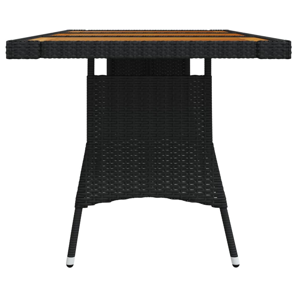 vidaXL Masă de grădină negru 160x70x72 cm poliratan/lemn masiv acacia