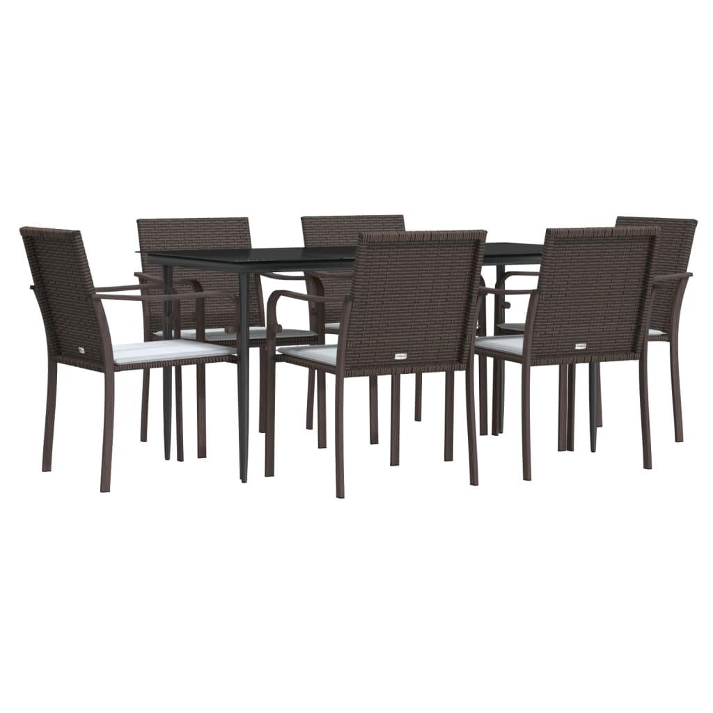 vidaXL Set mobilier de grădină cu perne, 7 piese, poliratan și oțel vidaXL Set mobilier de grădină cu perne, 7 piese, poliratan și oțel