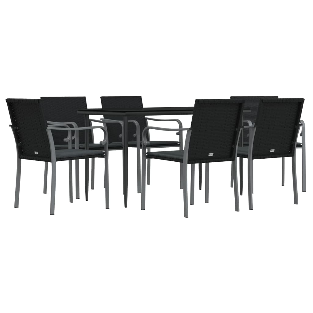 vidaXL Set mobilier de grădină cu perne, 7 piese, poliratan și oțel vidaXL Set mobilier de grădină cu perne, 7 piese, poliratan și oțel