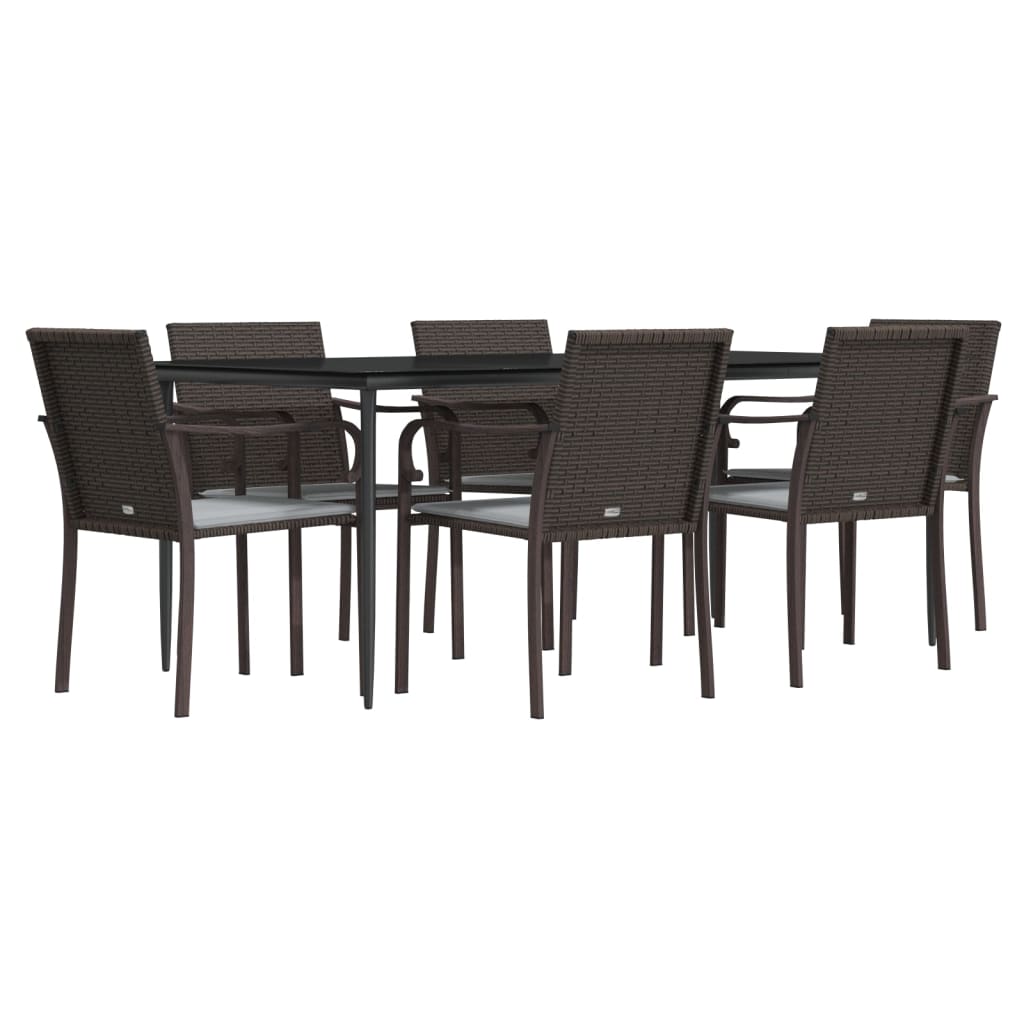 vidaXL Set mobilier de grădină cu perne, 7 piese, poliratan și oțel vidaXL Set mobilier de grădină cu perne, 7 piese, poliratan și oțel