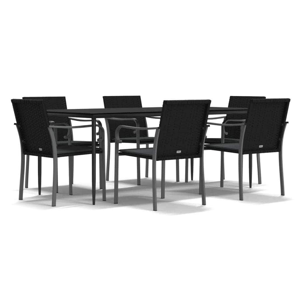 vidaXL Set mobilier de grădină cu perne, 7 piese, poliratan și oțel vidaXL Set mobilier de grădină cu perne, 7 piese, poliratan și oțel