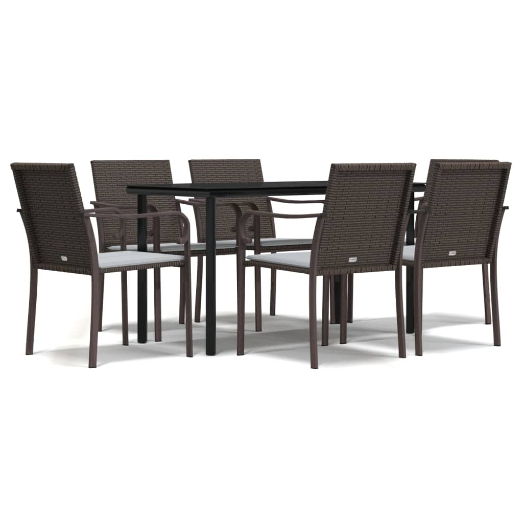vidaXL Set mobilier de grădină cu perne, 7 piese, poliratan și oțel vidaXL Set mobilier de grădină cu perne, 7 piese, poliratan și oțel
