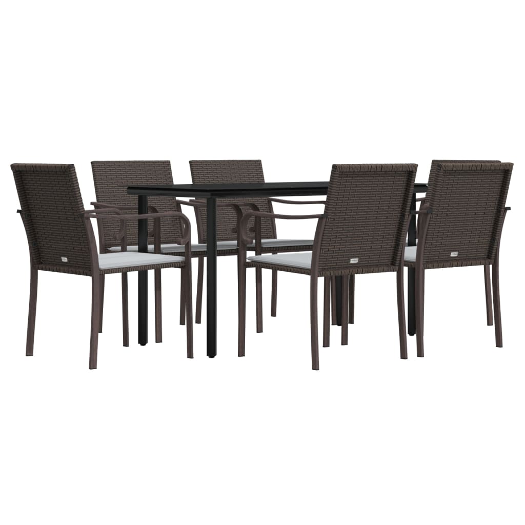 vidaXL Set mobilier de grădină cu perne, 7 piese, poliratan și oțel vidaXL Set mobilier de grădină cu perne, 7 piese, poliratan și oțel