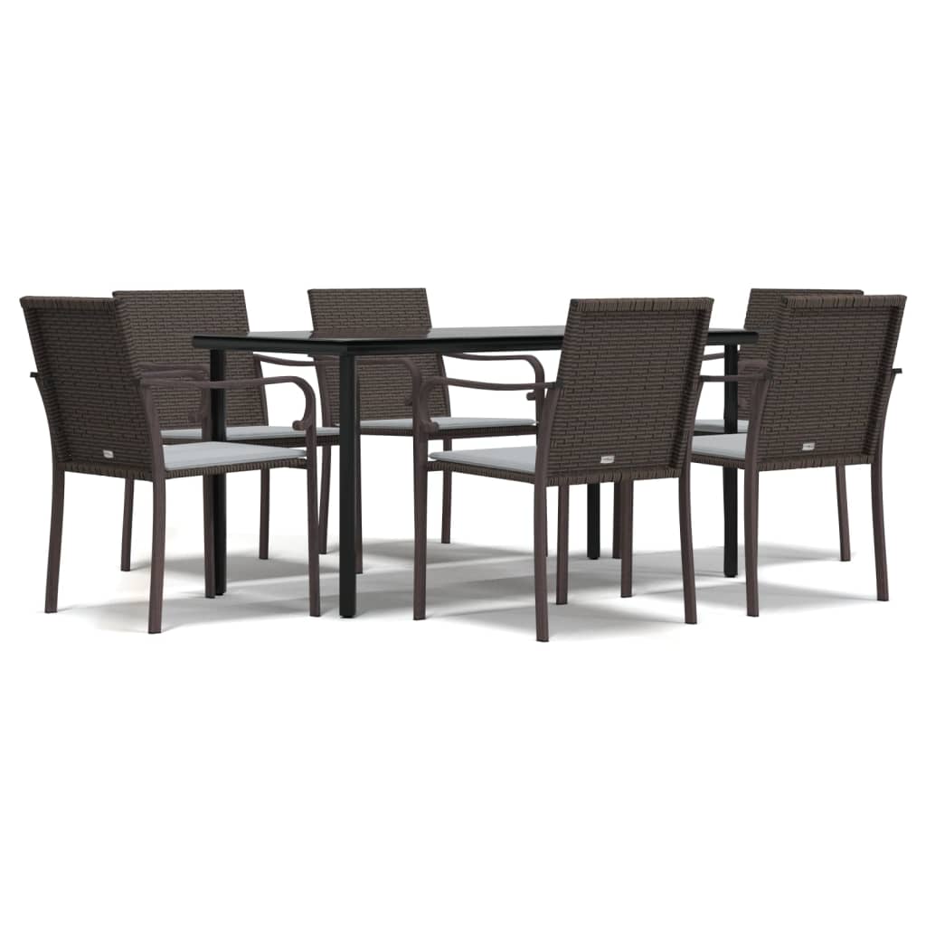 vidaXL Set mobilier de grădină cu perne, 7 piese, poliratan și oțel vidaXL Set mobilier de grădină cu perne, 7 piese, poliratan și oțel