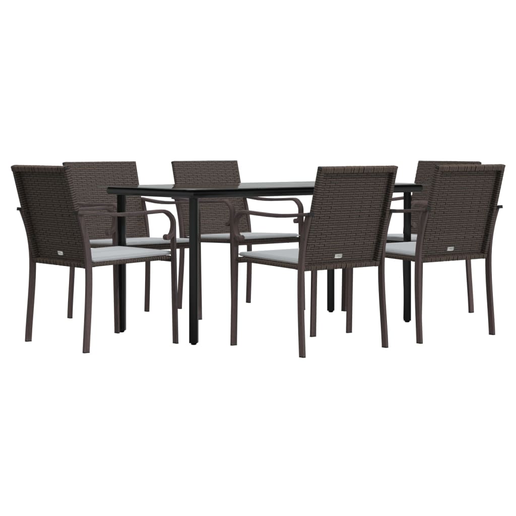 vidaXL Set mobilier de grădină cu perne, 7 piese, poliratan și oțel vidaXL Set mobilier de grădină cu perne, 7 piese, poliratan și oțel