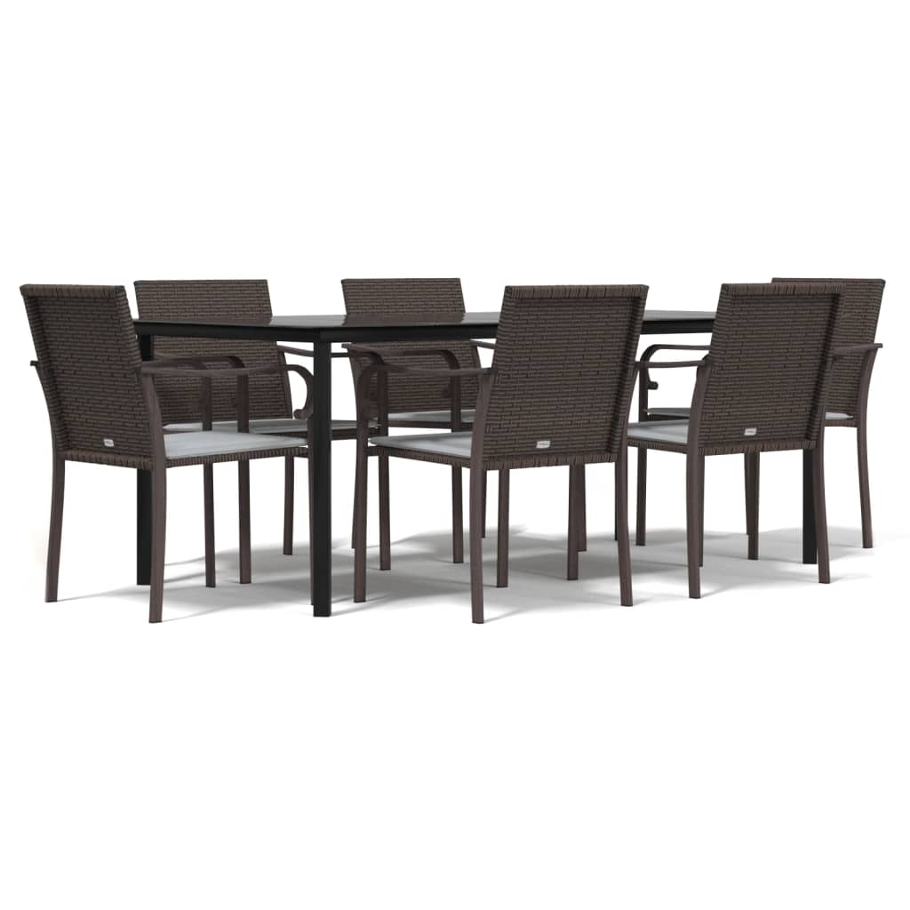 vidaXL Set mobilier de grădină cu perne, 7 piese, poliratan și oțel vidaXL Set mobilier de grădină cu perne, 7 piese, poliratan și oțel