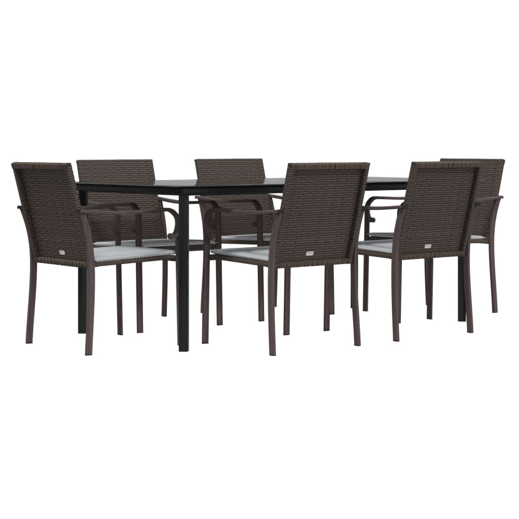 vidaXL Set mobilier de grădină cu perne, 7 piese, poliratan și oțel vidaXL Set mobilier de grădină cu perne, 7 piese, poliratan și oțel