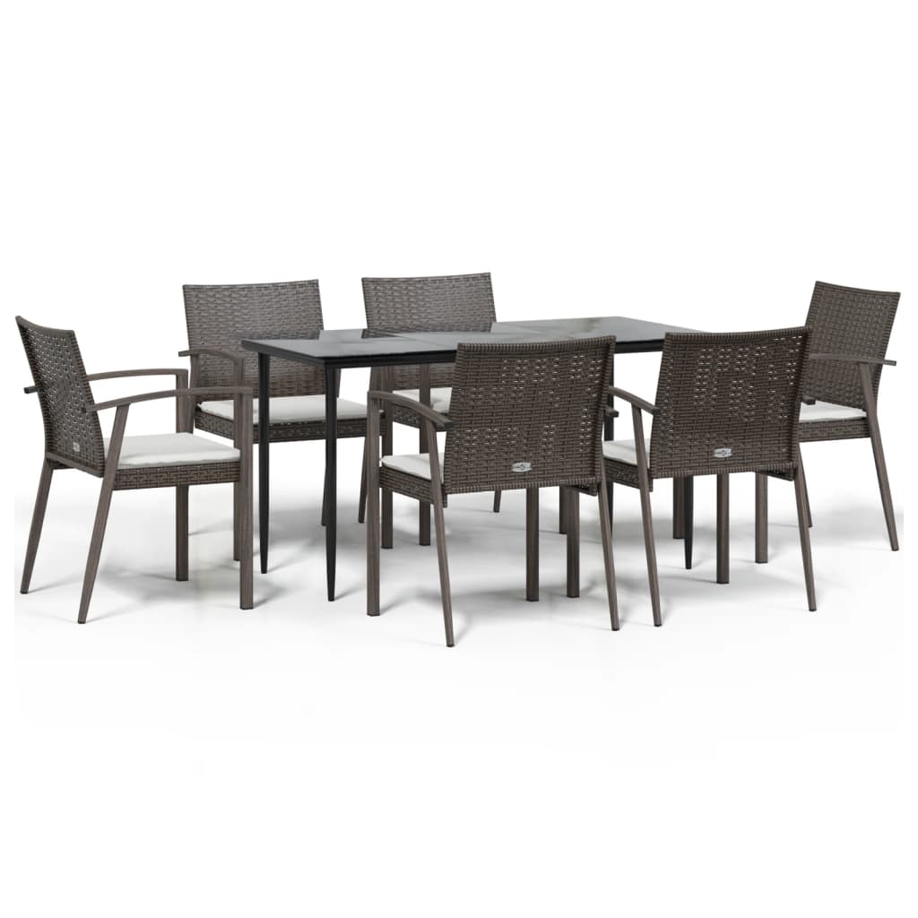 vidaXL Set mobilier de grădină cu perne, 7 piese, poliratan și oțel vidaXL Set mobilier de grădină cu perne, 7 piese, poliratan și oțel