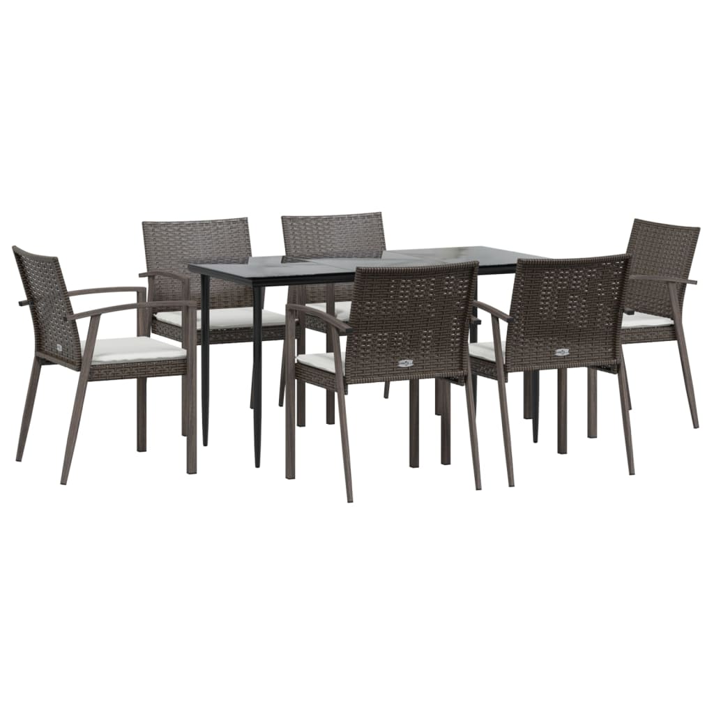 vidaXL Set mobilier de grădină cu perne, 7 piese, poliratan și oțel vidaXL Set mobilier de grădină cu perne, 7 piese, poliratan și oțel