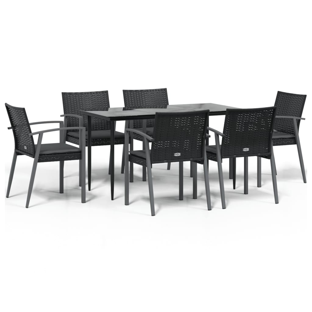 vidaXL Set mobilier de grădină cu perne, 7 piese, poliratan și oțel vidaXL Set mobilier de grădină cu perne, 7 piese, poliratan și oțel