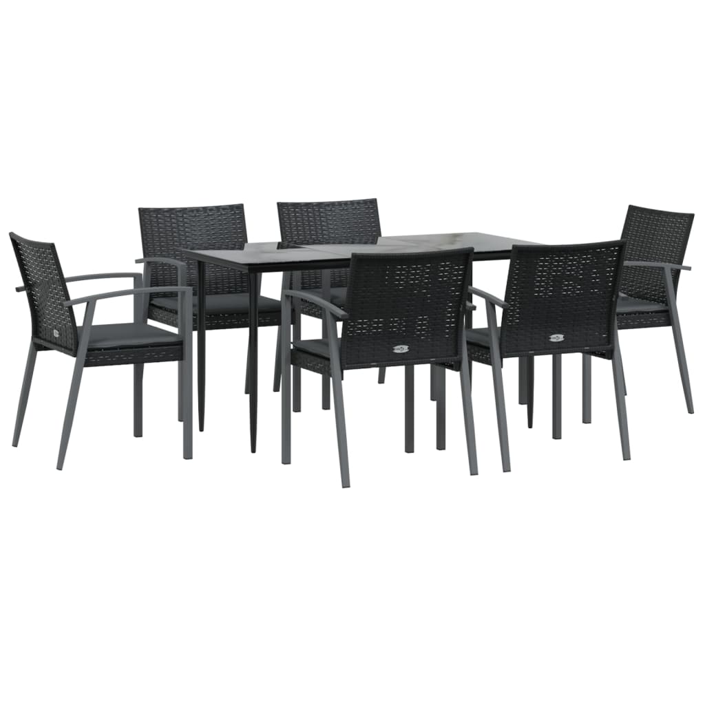 vidaXL Set mobilier de grădină cu perne, 7 piese, poliratan și oțel vidaXL Set mobilier de grădină cu perne, 7 piese, poliratan și oțel