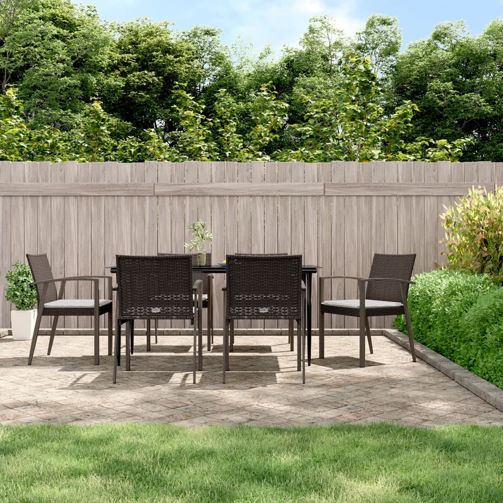 vidaXL Set mobilier de grădină cu perne, 7 piese, poliratan și oțel vidaXL Set mobilier de grădină cu perne, 7 piese, poliratan și oțel