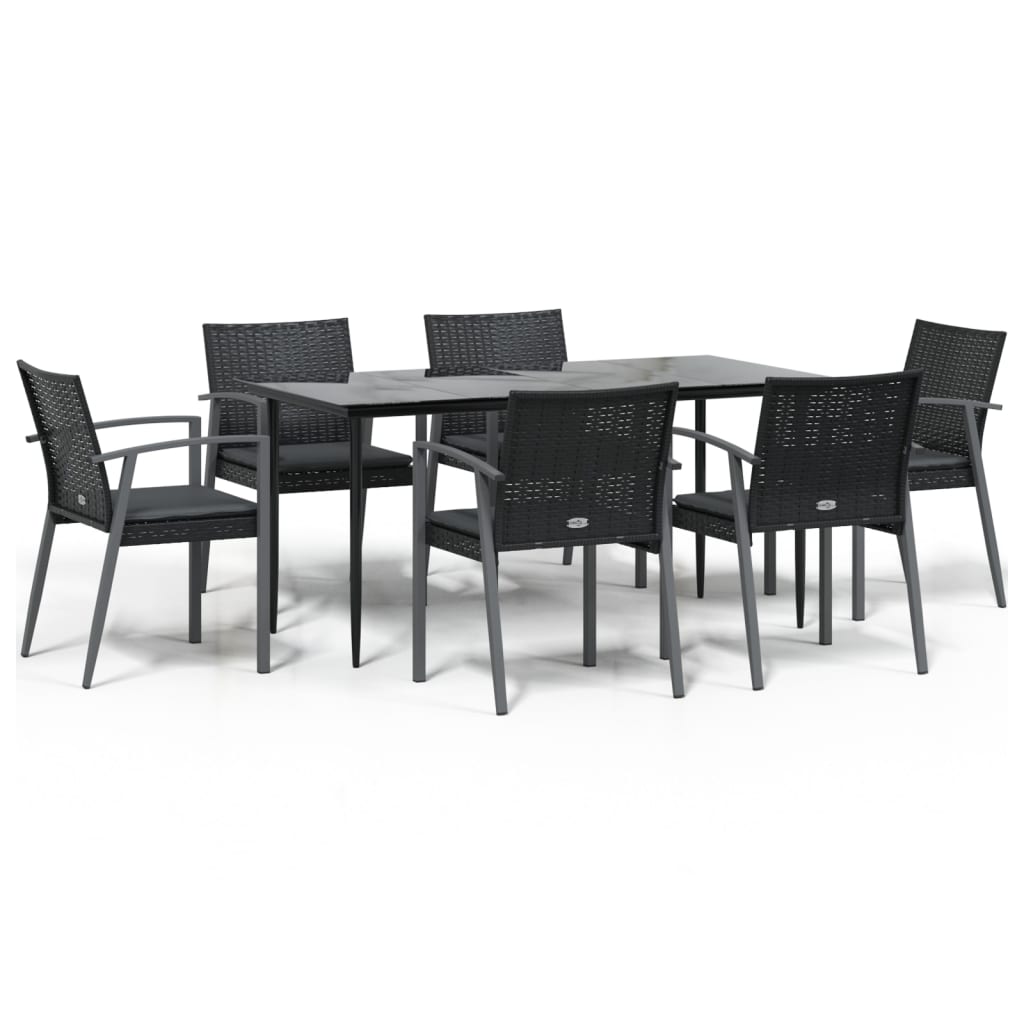vidaXL Set mobilier de grădină cu perne, 7 piese, poliratan și oțel vidaXL Set mobilier de grădină cu perne, 7 piese, poliratan și oțel