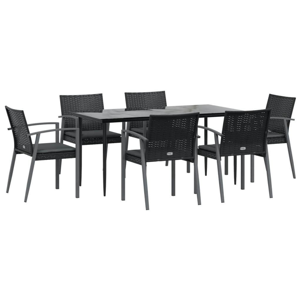 vidaXL Set mobilier de grădină cu perne, 7 piese, poliratan și oțel vidaXL Set mobilier de grădină cu perne, 7 piese, poliratan și oțel