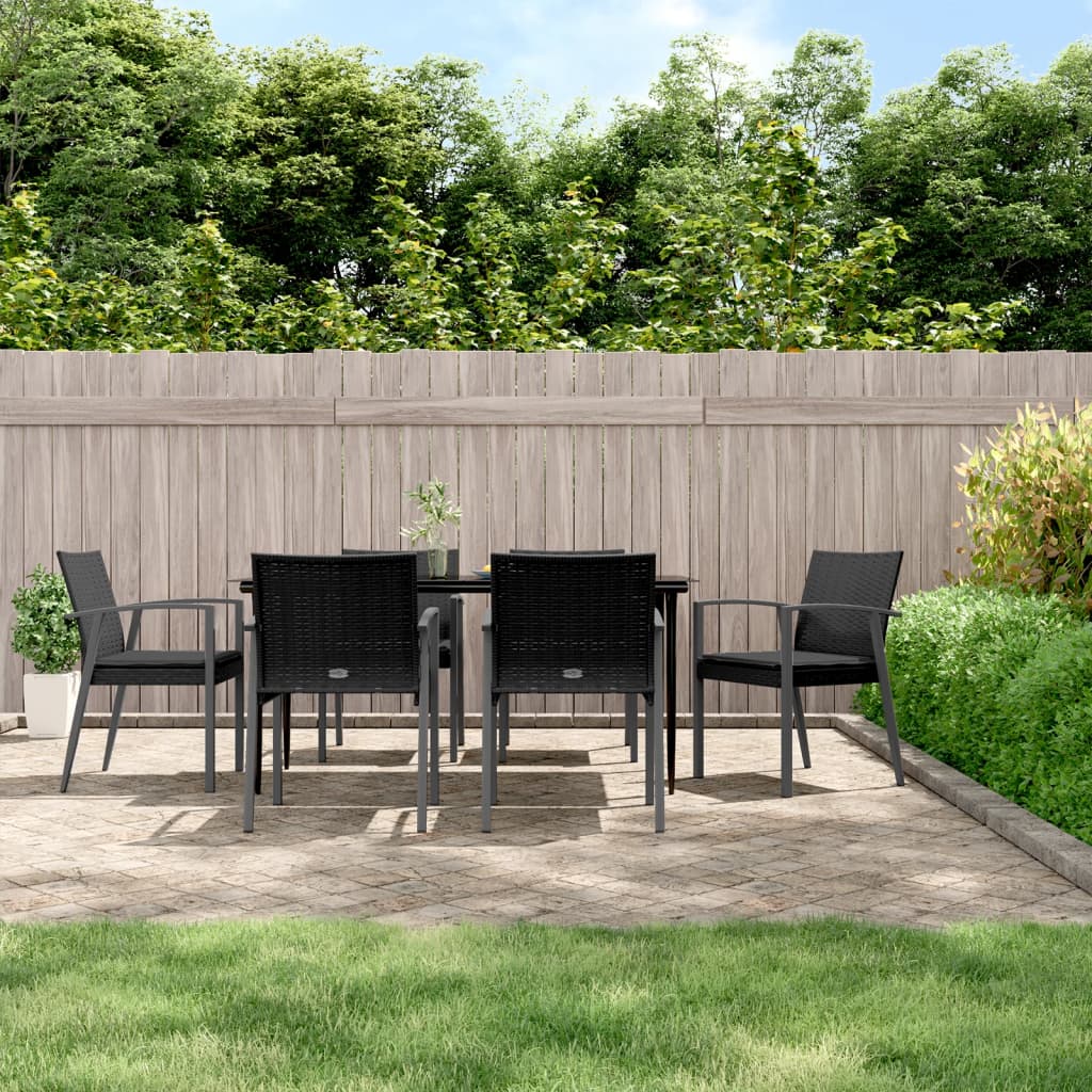 vidaXL Set mobilier de grădină cu perne, 7 piese, poliratan și oțel vidaXL Set mobilier de grădină cu perne, 7 piese, poliratan și oțel