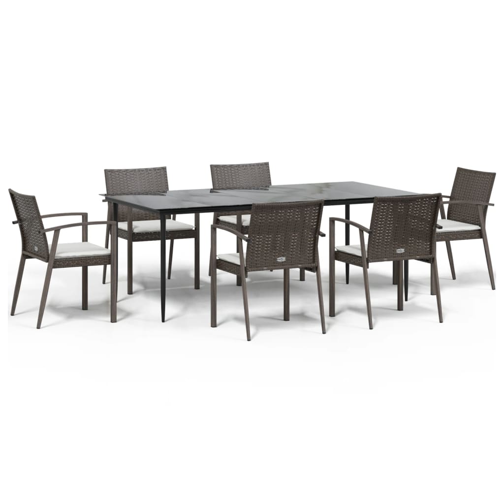 vidaXL Set mobilier de grădină cu perne, 7 piese, poliratan și oțel vidaXL Set mobilier de grădină cu perne, 7 piese, poliratan și oțel