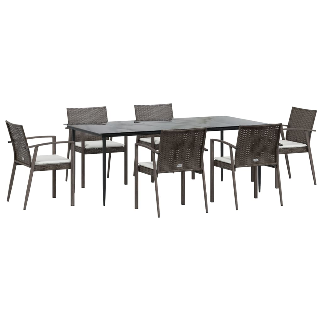 vidaXL Set mobilier de grădină cu perne, 7 piese, poliratan și oțel vidaXL Set mobilier de grădină cu perne, 7 piese, poliratan și oțel