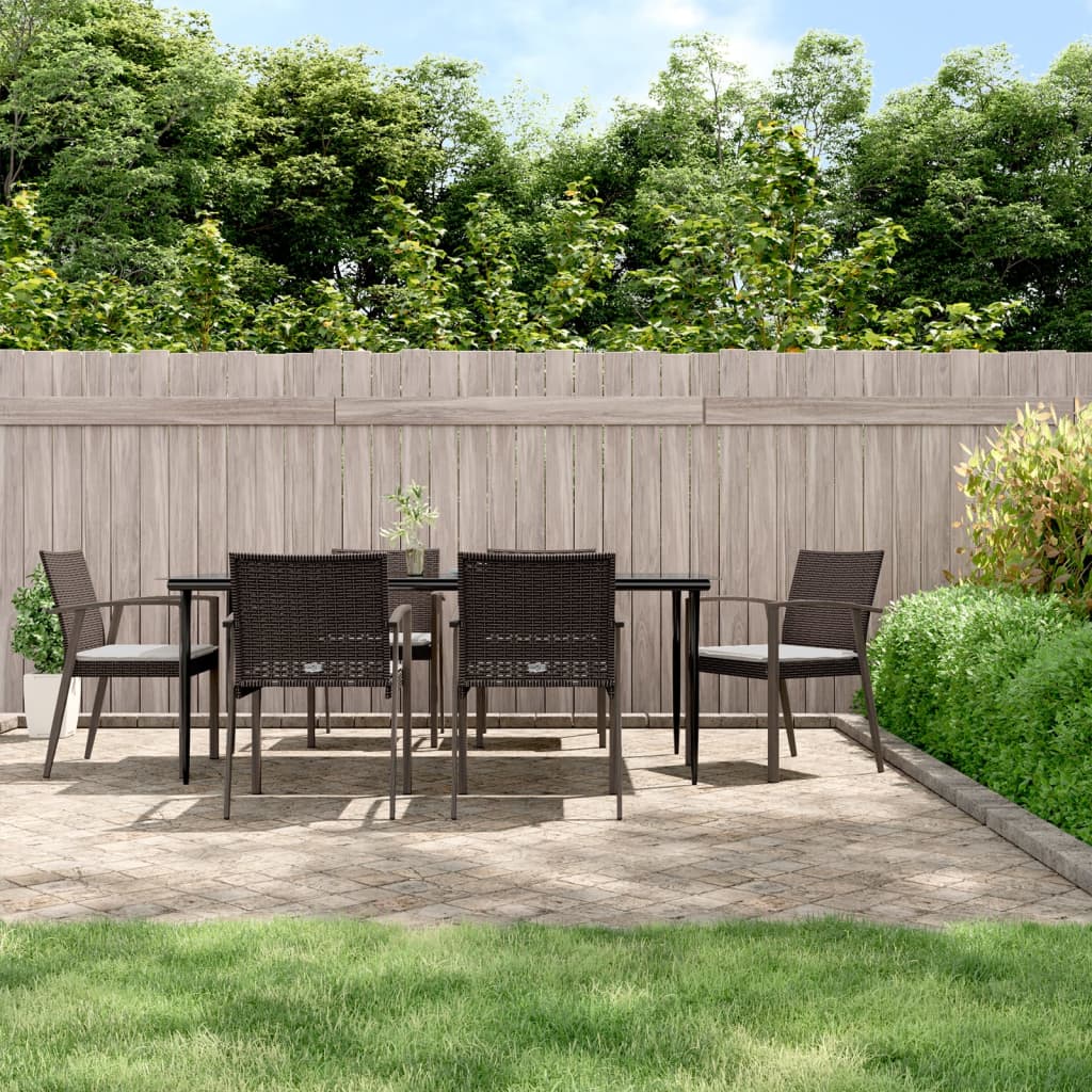 vidaXL Set mobilier de grădină cu perne, 7 piese, poliratan și oțel vidaXL Set mobilier de grădină cu perne, 7 piese, poliratan și oțel