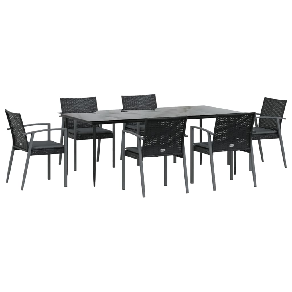 vidaXL Set mobilier de grădină cu perne, 7 piese, poliratan și oțel vidaXL Set mobilier de grădină cu perne, 7 piese, poliratan și oțel