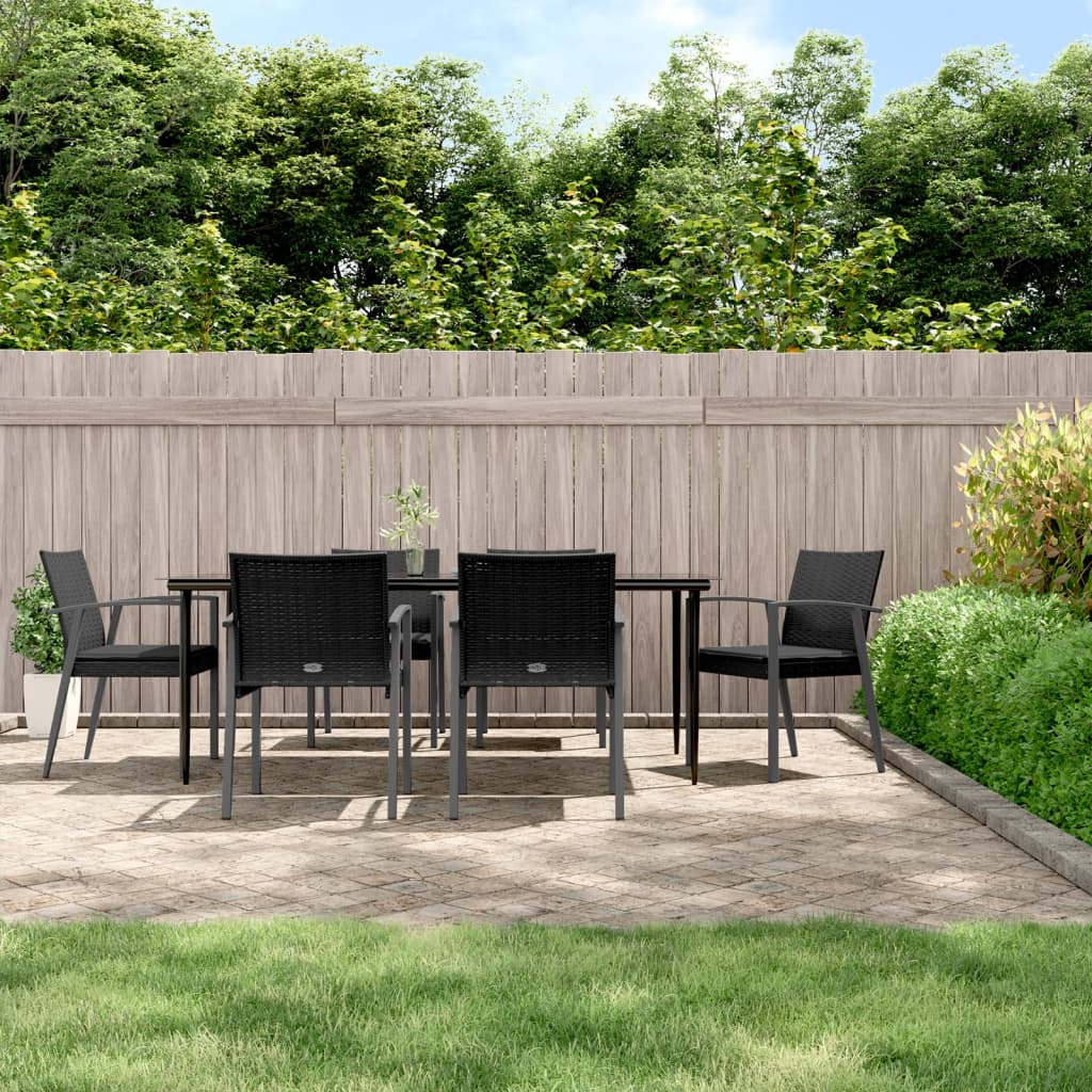 vidaXL Set mobilier de grădină cu perne, 7 piese, poliratan și oțel vidaXL Set mobilier de grădină cu perne, 7 piese, poliratan și oțel