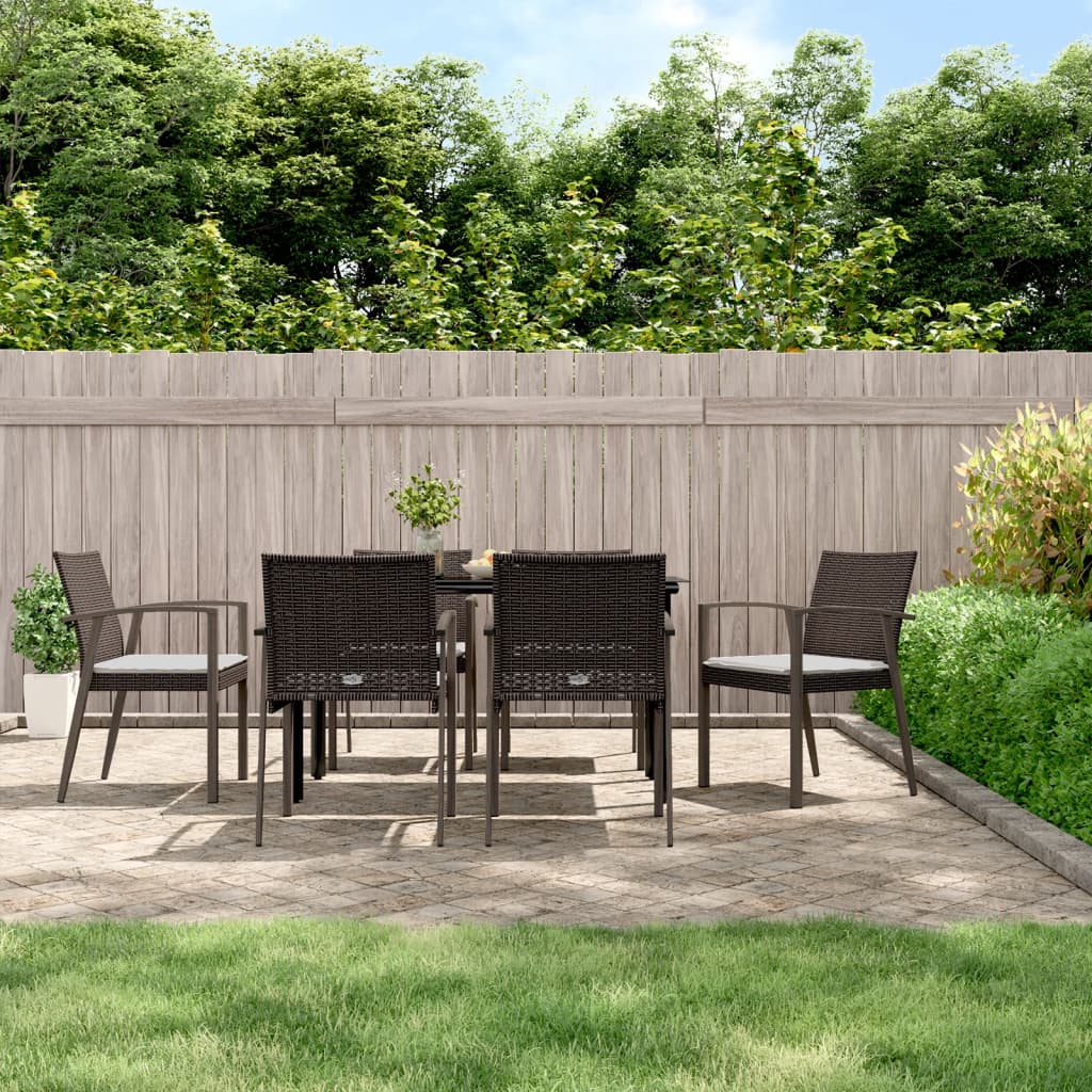 vidaXL Set mobilier de grădină cu perne, 7 piese, poliratan și oțel vidaXL Set mobilier de grădină cu perne, 7 piese, poliratan și oțel