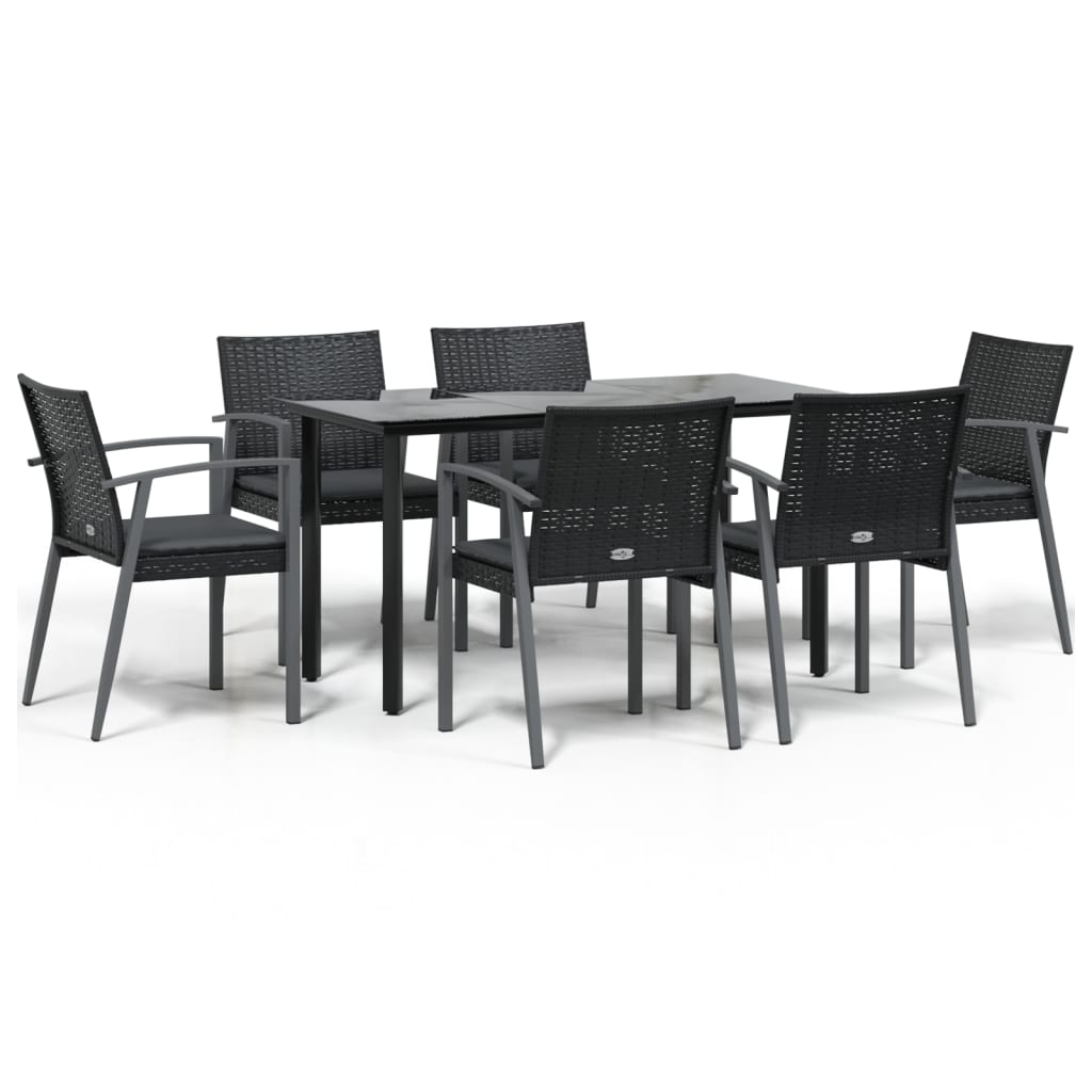 vidaXL Set mobilier de grădină cu perne, 7 piese, poliratan și oțel vidaXL Set mobilier de grădină cu perne, 7 piese, poliratan și oțel