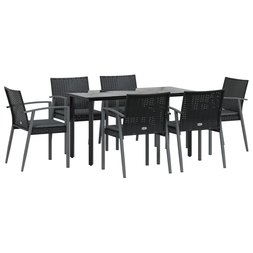 vidaXL Set mobilier de grădină cu perne, 7 piese, poliratan și oțel vidaXL Set mobilier de grădină cu perne, 7 piese, poliratan și oțel