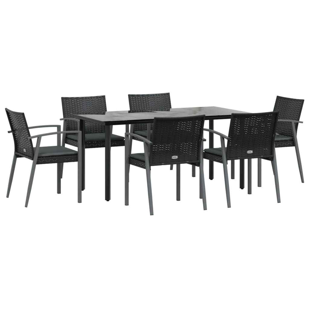vidaXL Set mobilier de grădină cu perne, 7 piese, poliratan și oțel vidaXL Set mobilier de grădină cu perne, 7 piese, poliratan și oțel