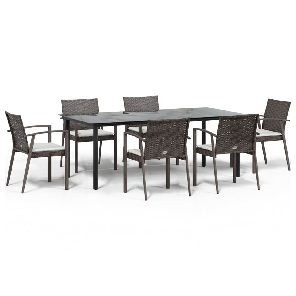 vidaXL Set mobilier de grădină cu perne, 7 piese, poliratan și oțel vidaXL Set mobilier de grădină cu perne, 7 piese, poliratan și oțel