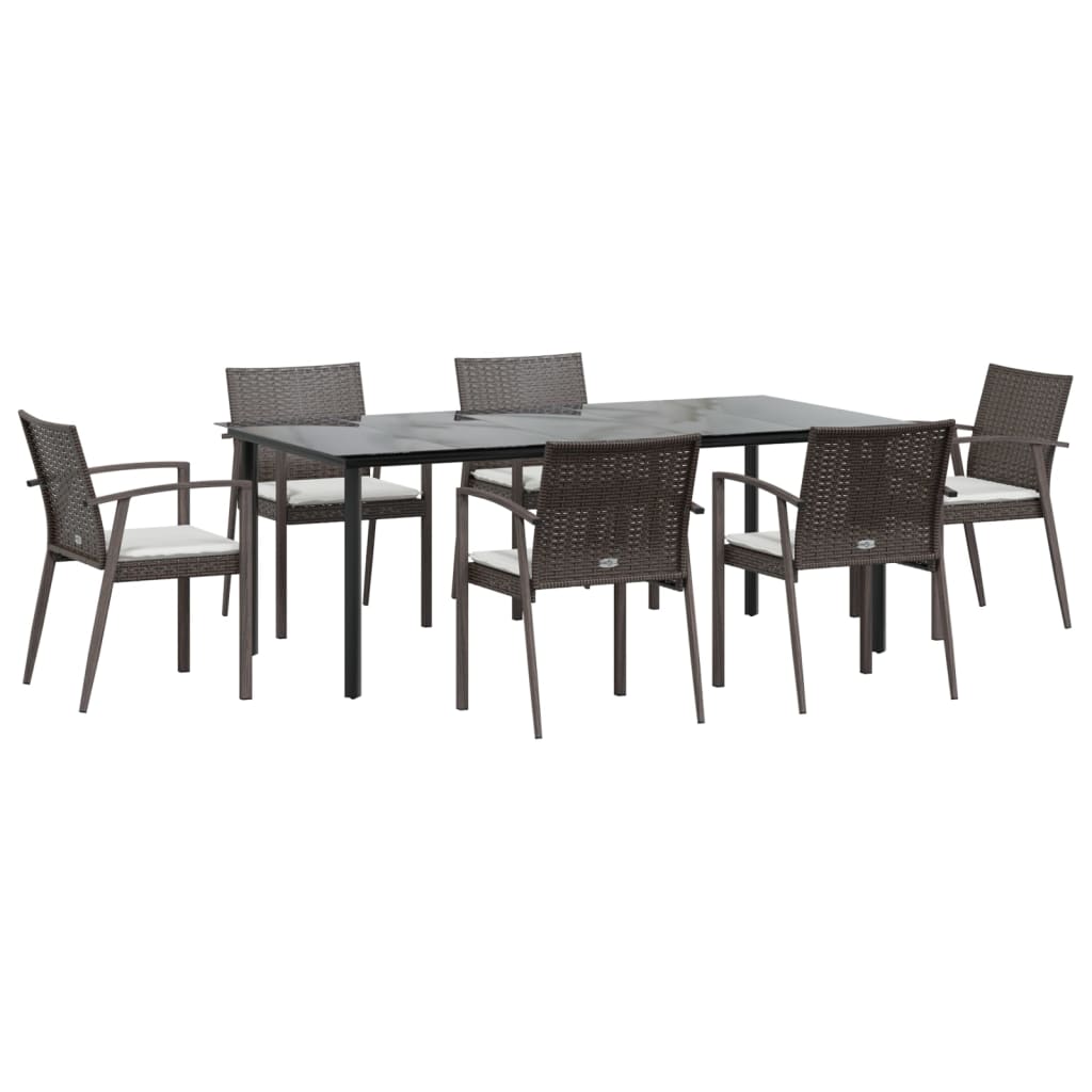 vidaXL Set mobilier de grădină cu perne, 7 piese, poliratan și oțel vidaXL Set mobilier de grădină cu perne, 7 piese, poliratan și oțel