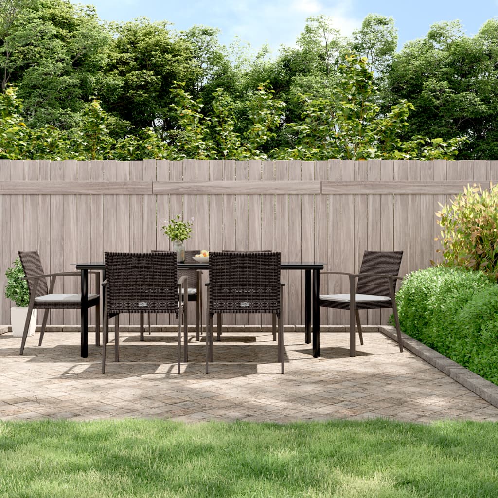 vidaXL Set mobilier de grădină cu perne, 7 piese, poliratan și oțel vidaXL Set mobilier de grădină cu perne, 7 piese, poliratan și oțel