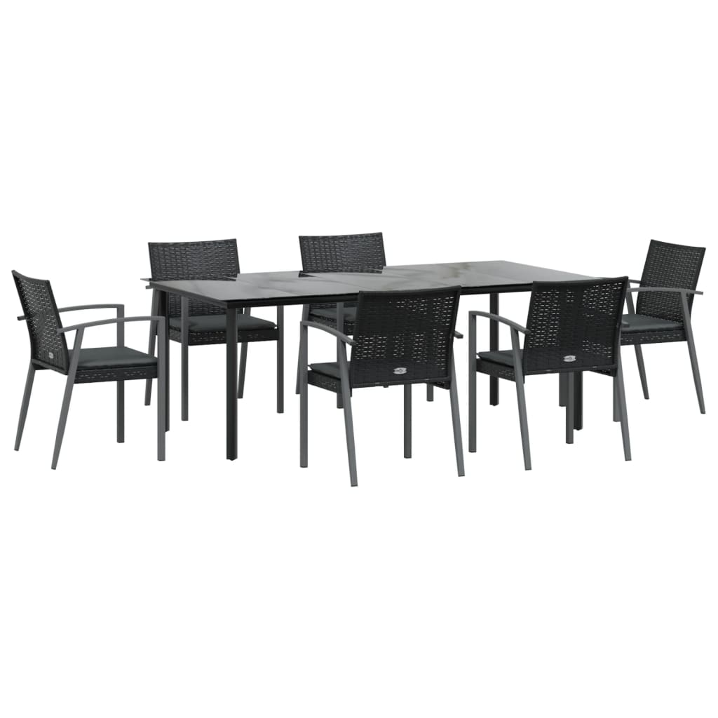vidaXL Set mobilier de grădină cu perne, 7 piese, poliratan și oțel vidaXL Set mobilier de grădină cu perne, 7 piese, poliratan și oțel
