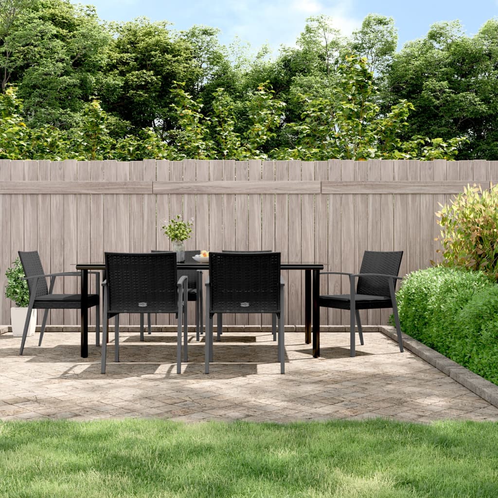 vidaXL Set mobilier de grădină cu perne, 7 piese, poliratan și oțel vidaXL Set mobilier de grădină cu perne, 7 piese, poliratan și oțel