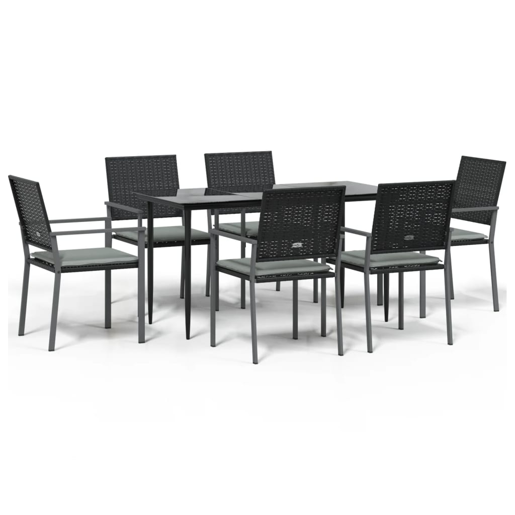 vidaXL Set mobilier de grădină cu perne, 7 piese, poliratan și oțel vidaXL Set mobilier de grădină cu perne, 7 piese, poliratan și oțel