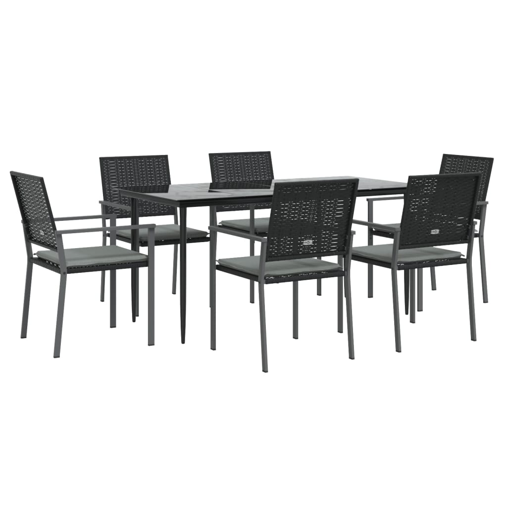 vidaXL Set mobilier de grădină cu perne, 7 piese, poliratan și oțel vidaXL Set mobilier de grădină cu perne, 7 piese, poliratan și oțel
