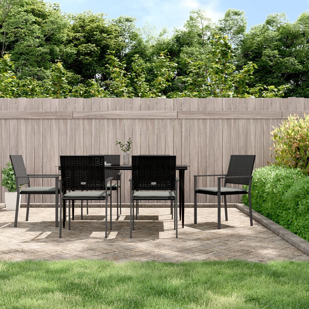 vidaXL Set mobilier de grădină cu perne, 7 piese, poliratan și oțel vidaXL Set mobilier de grădină cu perne, 7 piese, poliratan și oțel