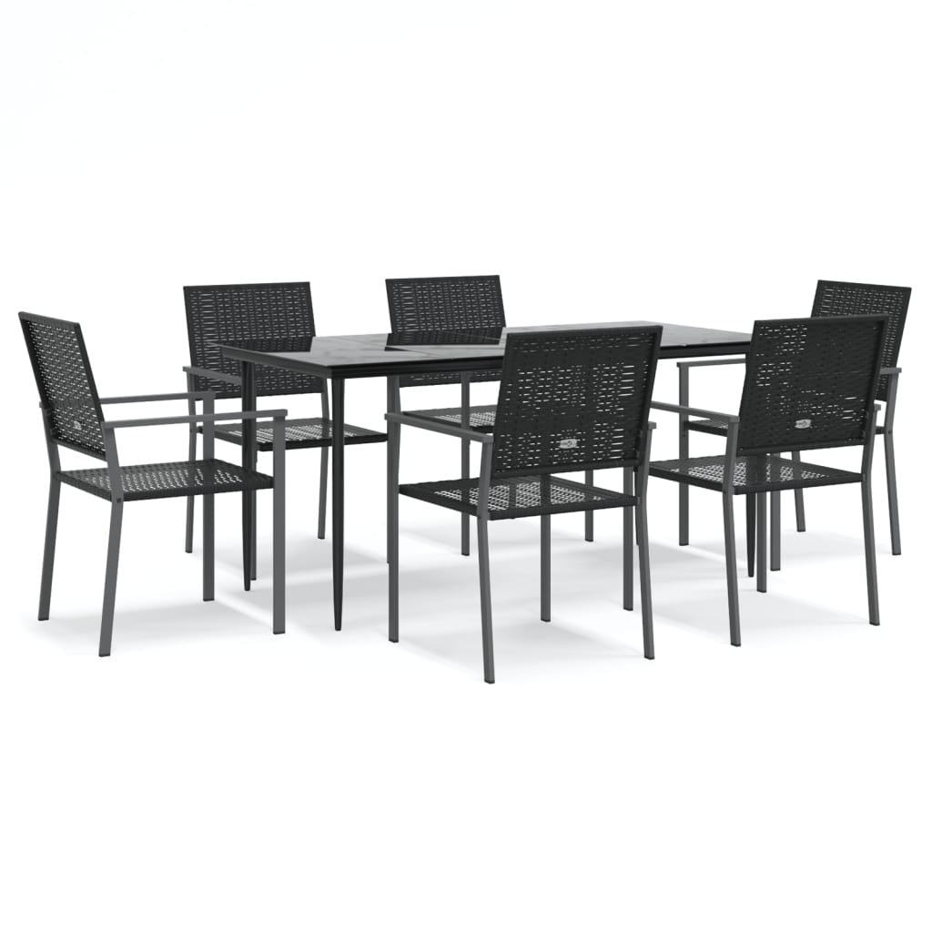 vidaXL Set mobilier de grădină, 7 piese, poliratan și oțel
