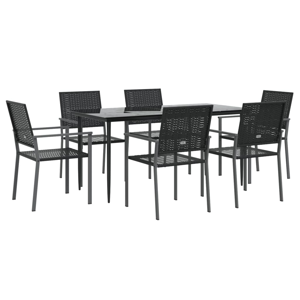 vidaXL Set mobilier de grădină, 7 piese, poliratan și oțel